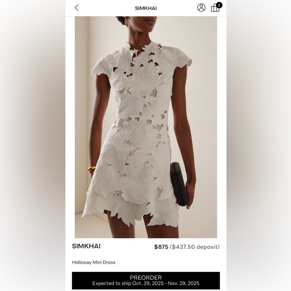 SIMKHAI White Holloway Floral Appliqué Mini Dress